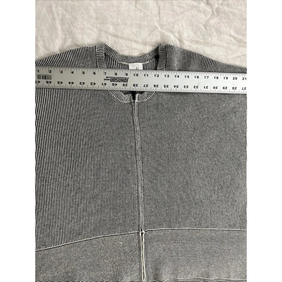 Cabi Women's Black White Striped Cupid Cardigan Sweater Small Zip-Up Boxy Fit - Picture 5 of 7